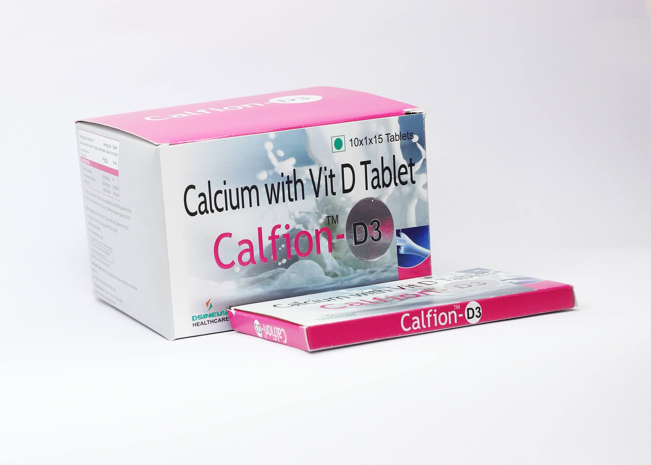 Calfion-D3 calcium with vitamin D3 tablets box and strip